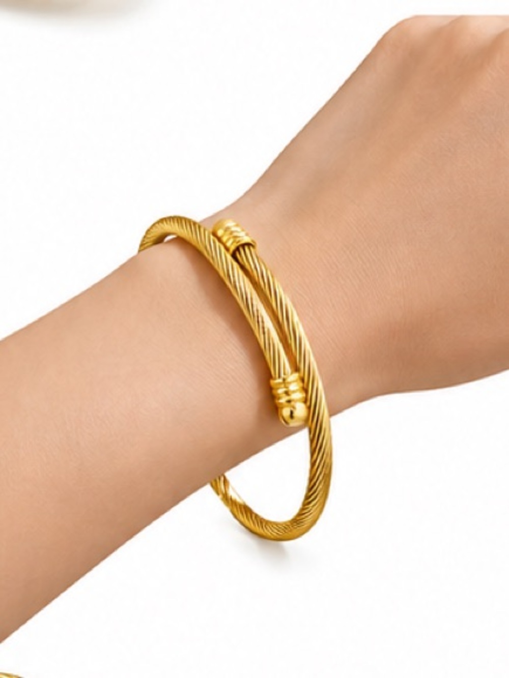 Designer Inspired Cable Cuff Bracelet Gold Minimalist Bangle